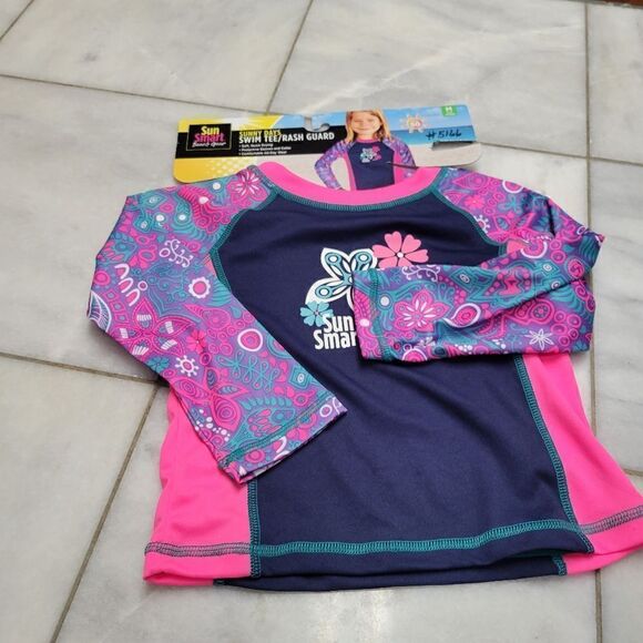 Kids Sun Smart Beach Gear Surf's Up Swim Tee Rash Guard Size M. NEW - Picture 1 of 14